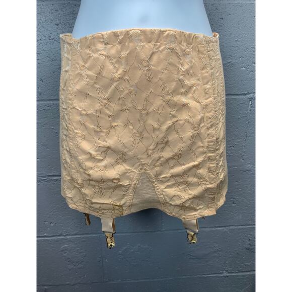 Vtg 50s Boned Embroidered Girdle Skirt Smart Fit SZ 27 Floral Shapewear B5 - Picture 2 of 10